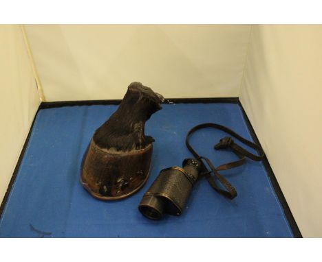 TWO VINTAGE ITEMS TO INCLUDE A MONOCULAR AND A HORSES HOOF 