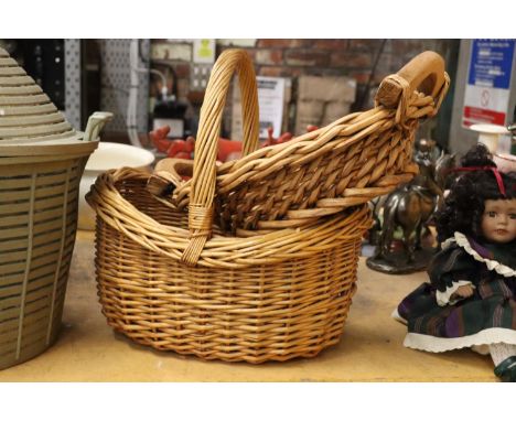 TWO VINTAGE WOODEN BASKETS 