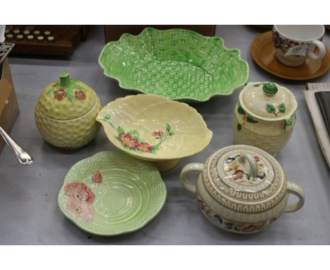 A QUANTITY OF VINTAGE POTTERY TO INCLUDE CARLTON WARE, CROWN DEVON, ETC, PRESERVE POTS AND BOWLS 