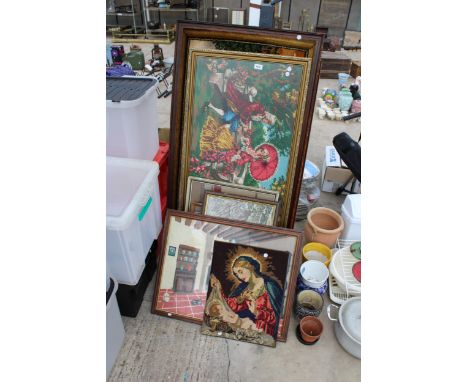 NINE VARIOUS VINTAGE TAPESTRIES 