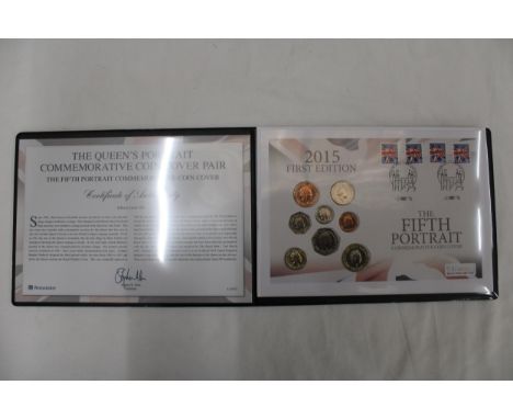 A 2015 FIRST EDITION FIFTH PORTRAIT COMMEMORATIVE COIN COVER WITH CERTIFICATE OF AUTHENTICITY 