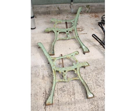 A PAIR OF DECORATIVE CAST BENCH ENDS 