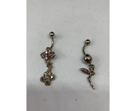 TWO SILVER BELLY BUTTON FOBS 