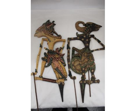 TWO ASIAN STYLE MARIONETTE STICK PUPPETS 