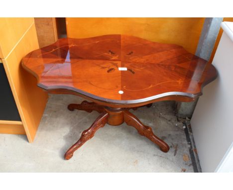 A MODERN ITALIAN INLAID PEDESTAL COFFEE TABLE 