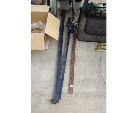 THREE LONG METAL SASH CLAMPS 