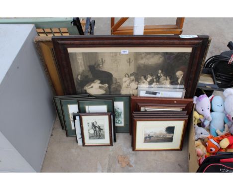 AN ASSORTMENT OF VARIOUS VINTAGE FRAMED PRINTS AND PICTURES 
