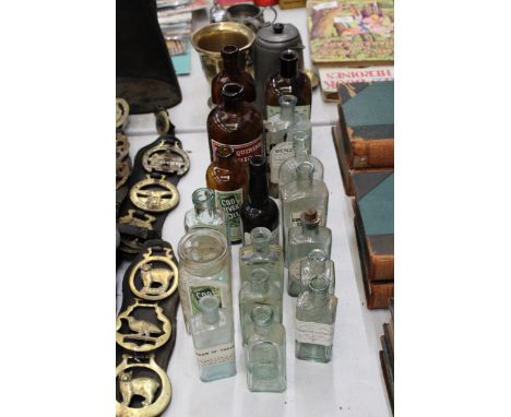 SEVENTEEN VINTAGE MEDICINAL BOTTLES 