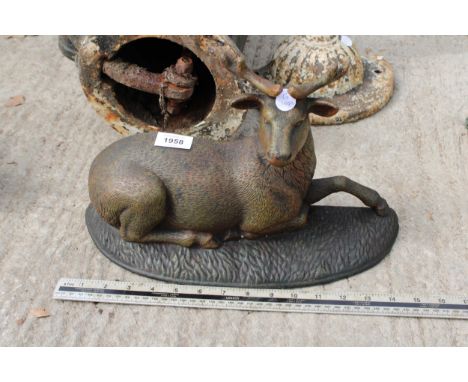A VINTAGE STYLE CAST METAL DEER DOORSTOP 
