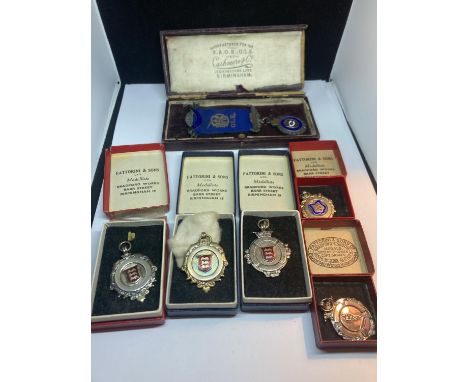 SIX BOXED HALLMARKED SILVER MEDALS TO INCLUDE FIVE FOR ATHLETICS AND A MASONIC 