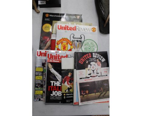 TEN VINTAGE MANCHESTER UNITED PROGRAMMES, TO INCLUDE BARCELONA AND JUVENTUS 