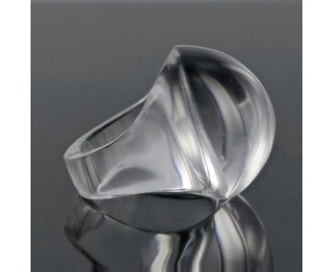 Size 6.75 domed ring. Signed Lalique in script on the band. Manufacturer: LaliqueCountry of Origin: FranceProvenance: Collect