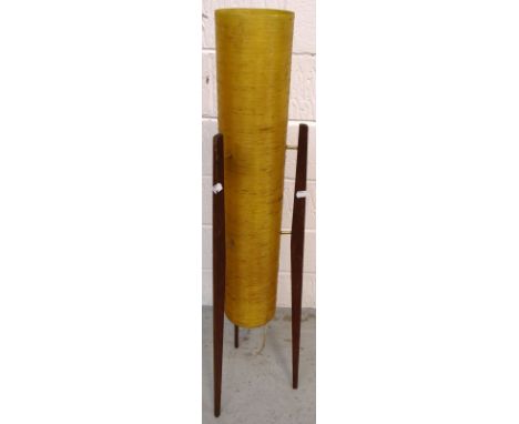 A c.1960s vintage wooden and fibreglass rocket lamp.