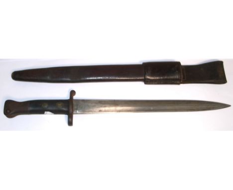 A 19th century officers dress sword with shagreen grip and scabbard and a 20th century bayonet, approx length 98cm. CONDITION