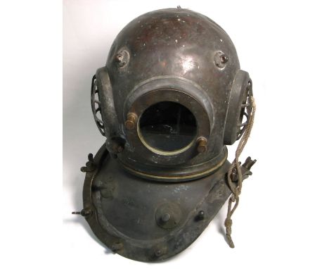 SIEBE GORMAN & CO; a rare twelve bolt copper divers helmet and corselet, stamped to the main body, height approx. 47cm. CONDI