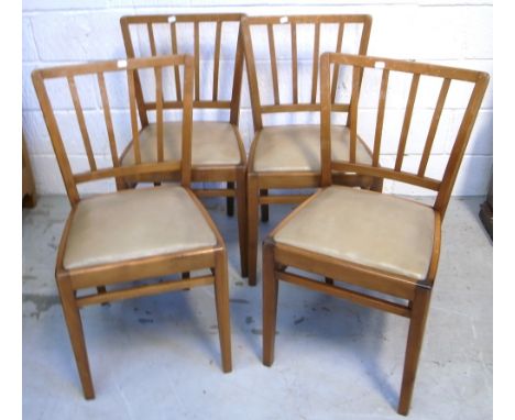 A mahogany standard lamp and four pale oak dining chairs (5).