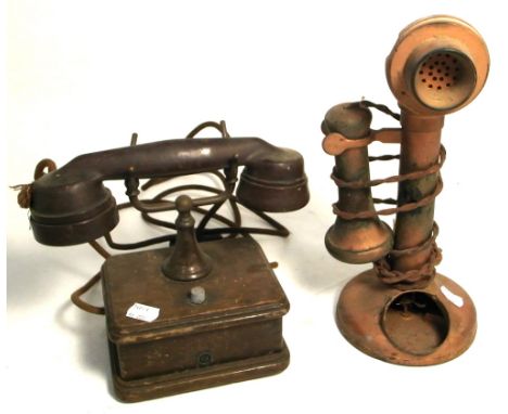 A General Electric Company bakelite telephone and a stick telephone, PL.234 No.22 (af) (2).