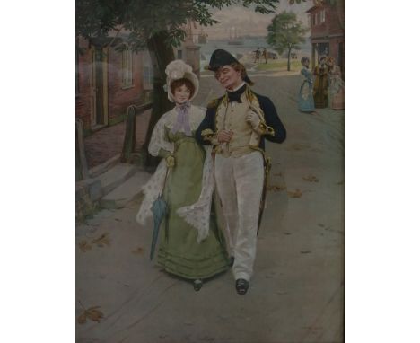 UNATTRIBUTED; a print, "The Gallant Sailor" depicting a sailor returning from his voyage with young lady, 57 x 41cm, framed a