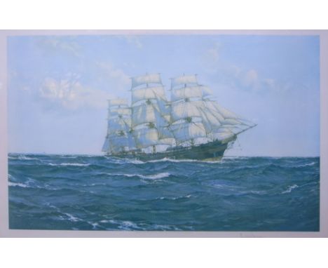 After MONTAGUE DAWSON; a print depicting the Clipper ship Lightning entitled "The Boundless Ocean", label to reverse "A perfe