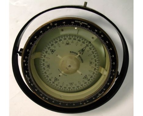 A ships master compass by Kelvin Hughes, an original fitting for a Blue Star Line vessel.