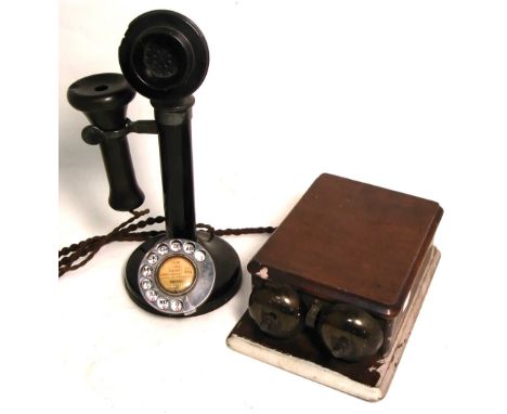 An original vintage GPO 150 stick telephone with original GPO bell box marked "C23/235 No.1".