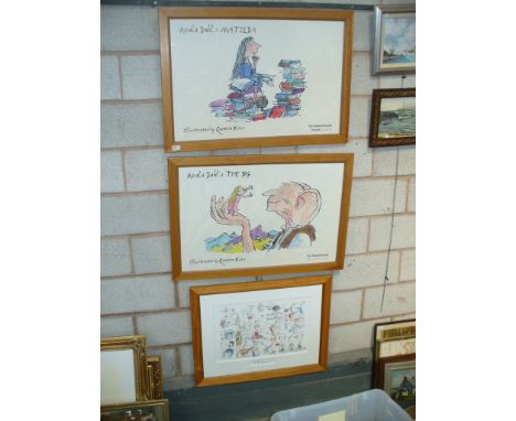 A collection of Quinton Blake and Tim Bulmer illustrations to include two Quinton Blake Daily Telegraph posters and a signed 