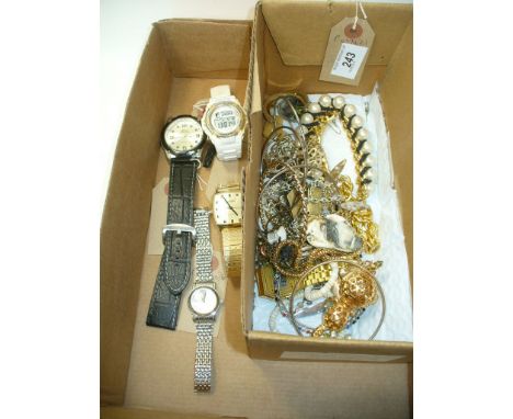 A Qty of costume jewellery, gold coloured chains, etc, gents Slazenger wristwatch, two Sekonda wristwatches and a Casio. ( 47