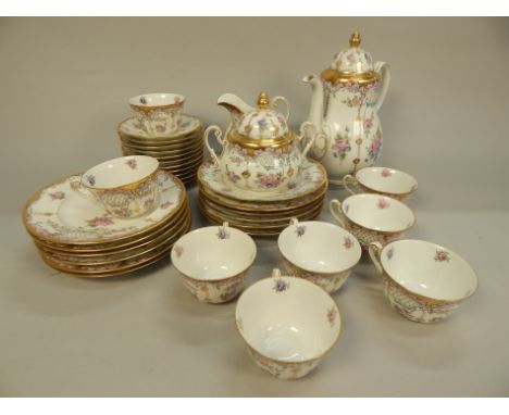 A Johann Seltmann part tea service, to include teapot cover, covered sugar bowl, milk jug, each piece printed and painted wit