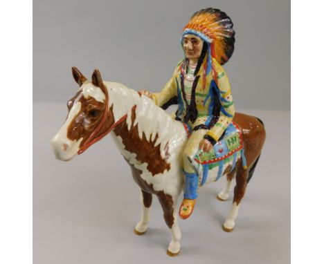 A Beswick model of a mounted Indian, model number 1391, gloss, 21.6cm high