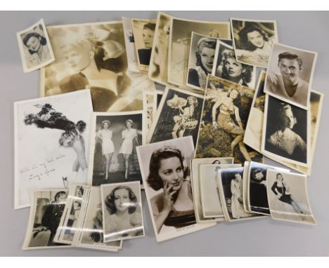 A selection of 1930's/40's publicity postcards of silver screen actresses, with some hand signed and facsimile signatures, in