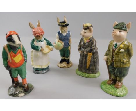 Five Beswick Sinclairs China Crystal & Luxuries Limited Edition figures, to include ECF11 lady pig, number 139/2000, ECF 13 M