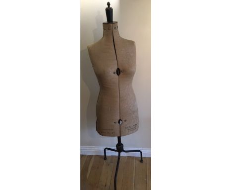 A Chil-Daw Pioneer branded tailors mannequin, with adjustable bust, marked British, made upon tripod base, 152cm tall.