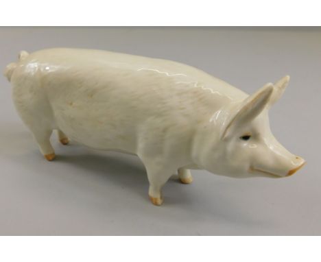 A Beswick model of a boar Champion Wall Champion Boy 53rd, model number 1453A, white gloss, 7cm high