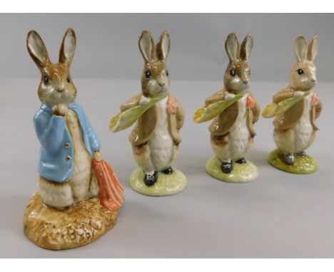 Four Beswick Beatrix Potter figures, to include three Benjamin Ate a Lettuce Leaf and a Beswick ware Peter & The Red Pocket H