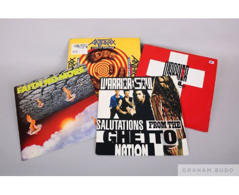 Four Metal vinyl albums including Anthrax-State of Euphoria, Faith No More- The Real Thing and Warrior Soul- Salutations from