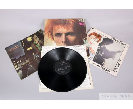 Three classic David Bowie albums  including "Space Oddity" (UK 1972 Reissue), "The Rise and Fall of Ziggy Stardust and the Sp