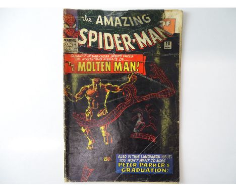 AMAZING SPIDER-MAN #28 - (1965 - MARVEL - UK Price Variant) - Origin and First appearance of Molten Man + Peter Parker gradua