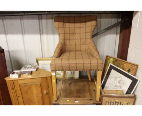 A light oak and button back chair 