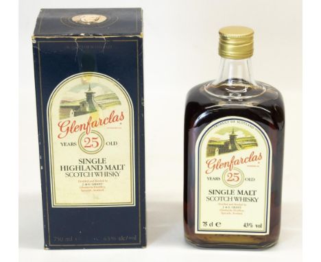 Glenfarclas 25 Years Old Single Highland Malt Scotch Whisky, distilled and bottled by J. &amp; G. Grant, 750ml 43%vol , squar