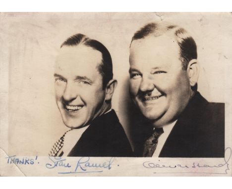 LAUREL & HARDY: LAUREL STAN (1890-1965) & HARDY OLIVER (1892-1957) English and American Film Comedians. Vintage signed sepia 