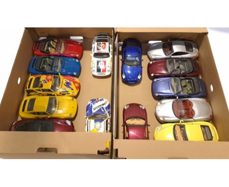 Bburago &amp; Maisto, a unboxed Group of 1:18 Scale Porsche Models. Although unchecked for completeness condition appears Fai