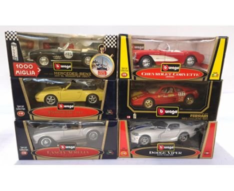 Bburago, a boxed Group of 1:18 Scale Commercial Vehicles. Includes Chevrolet Corvette (1957), Ferrari Evoluzione 348tb (1991)