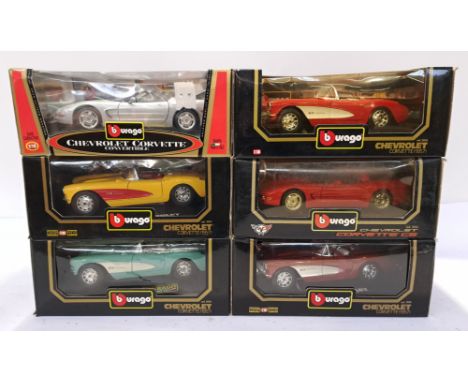 Bburago, a Boxed Group of 1:18 Scale Chevrolet Vehicles. Includes Chevrolet Corvette (1957), Chevrolet Corvette CS with other