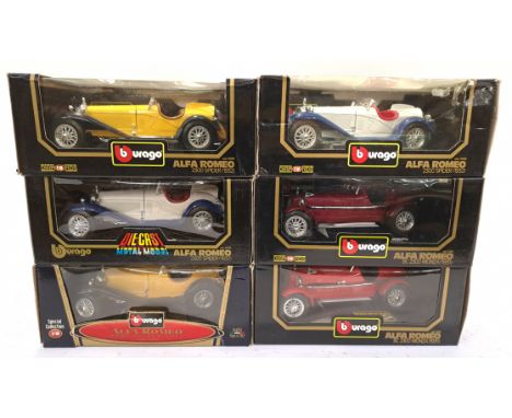 Bburago, a Boxed Group of 1:18 Scale Alfa Romeo Vehicles. Includes Alfa Romeo 2300 Spider (1932), Alfa Romeo 8C 2300 Monza (1