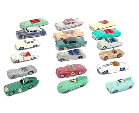 Dinky Toys, an&nbsp;unboxed Car, Convertible &amp; Race Car group. &nbsp;Includes Hudson Sedan, Jaguar Type D &amp; Packard. 