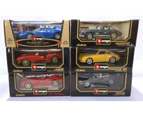 Bburago, a Boxed Group of 1:18 Scale Commercial Vehicles. Includes Mercedes Benz 300 SL (1954), Porsche 911 Carrera (1993) wi