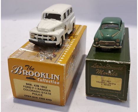 Lansdowne &amp; Brooklin Models, a boxed Pair of 1:43 Scale Vintage Vehicle Models. Includes BRK. 42B 1952 Ford F-1 Ranger Co