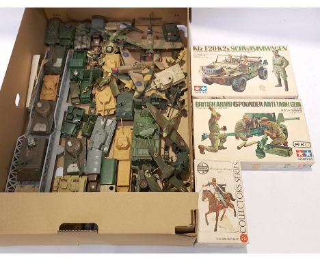 Dinky, Tamiya &amp; Similar, a boxed and unboxed Group of Military Vehicles &amp; Figures. Although unchecked for completenes
