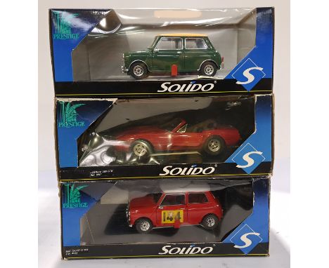 Solido, a Boxed Trio of 1:18 Scale Prestige Series Commercial Vehicles. Includes Mini Cooper S 1964 with others. Although unc