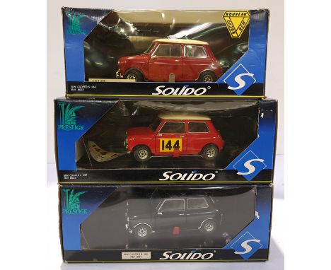 Solido, a Boxed Trio of 1:18 Scale Prestige Series Mini Coopers. Although unchecked for completeness condition appears Good t